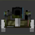Pixel Style Military Weapon With Camouflage Design White Wheels And Long Cannon Barrel
