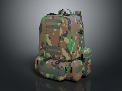 Tactical Camouflage Backpack With Multiple Pockets And Adjustable Straps For Outdoor Activities 3d model