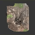 Wooden Stone Tree Stump Decorative Piece With Exposed Roots And Green Moss Base