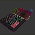 Black Electronic Calculator With Pink Accents Numeric Keypad Display Screen And ON OFF CLEAR Buttons