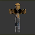 Yellow Alert Device With Multiple Horns Small Roof And Metal Stand Structure