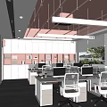 Office Public Area Open Shared Office Desk and Chair Combination 3d model
