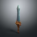 Fantasy Weapon Blue Sword With Orange Wrapped Hilt And Sharp Blade Design
