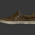 Brown Casual Shoes with Side Zipper Design and Suede Upper White Soles