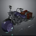 Custom Purple Red Cruiser Motorcycle With Silver Accents Red Seat And Saddlebag