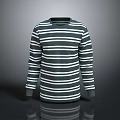 Casual Long Sleeve Striped Round Neck Shirt with Classic Color Pattern