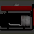 Red Portable Generator With Black Frame And Control Panel Design