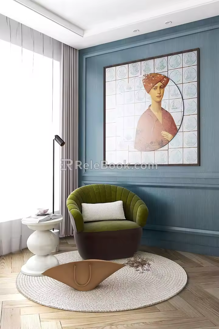 Modern single sofa side several floor lamp combination 3d model download 2016VR1 3d model