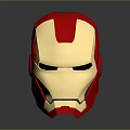 Iron Man Helmet With Red And Gold Finish And Blue Glowing Eyes In 3D Render