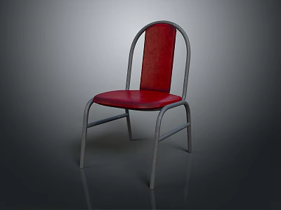 Red Upholstered Single Chair With Sleek Metal Frame For Home Use 3d model