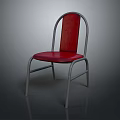 Red Upholstered Single Chair With Sleek Metal Frame For Home Use