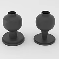 Modern Minimalist Black Ceramic Vessels With Different Base Designs On White Background 3d model