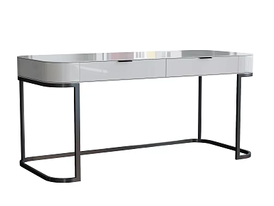 Modern Home Office Desk With Sleek Metal Frame And Smooth White Top 3d model