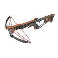 Modern Compact Crossbow With Metal Frame Wooden Grip And Red Strings