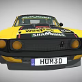 Yellow And Black Race Car With Sponsor Stickers And Classic Racing Design