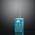 Classic Blue Portable Radio with Telescopic Antenna Control Knobs and Speaker 3d model