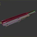 White Elongated Device Part With Red Top Surface And Smooth Edges