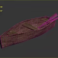 Handcrafted Wooden Boat With Wooden Planks And Paddles In Classic Design