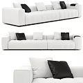 Modern White Fabric Sectional Sofa With Black Decorative Pillows And Stitched Design