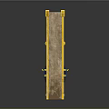 Yellow Bordered Brown Panel With Central Blue Door Yellow Symbols And Side Hinges 3d model
