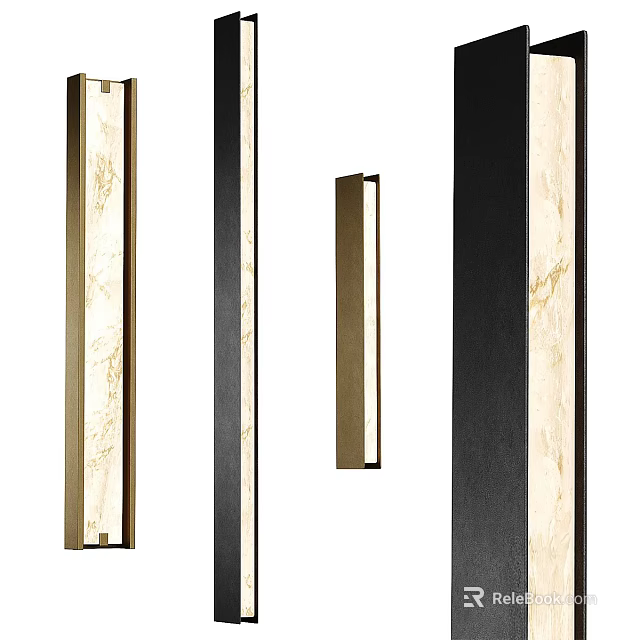 Modern Wall Sconces With Sleek Long Strip Design And Metal Frame Marble Texture 3d model 