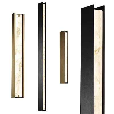 Modern Wall Sconces With Sleek Long Strip Design And Metal Frame Marble Texture 3d model