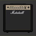 Marshall Electric Guitar Amplifier With Control Knobs And Black Wooden Panel Design