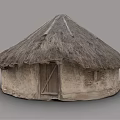 Traditional Thatched House With Mud Walls Wooden Door And Round Structure Design