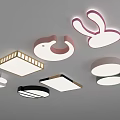 Modern Ceiling Lights With Various Shapes Black White Gold Frame And Rabbit Design 3d model