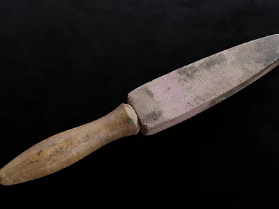 Hardware Tool Rustic Hand Knife With Wooden Handle And Worn Blade 3d model