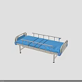 Medical Equipment Hospital Bed With Blue Mattress And Metal Side Rails
