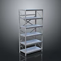 Multi Tier Metal Storage Shelving Unit With Sturdy Structure For Organizational Use 3d model