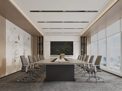 Meeting Room Conference Table Background Wall Small Conference Table 3d model