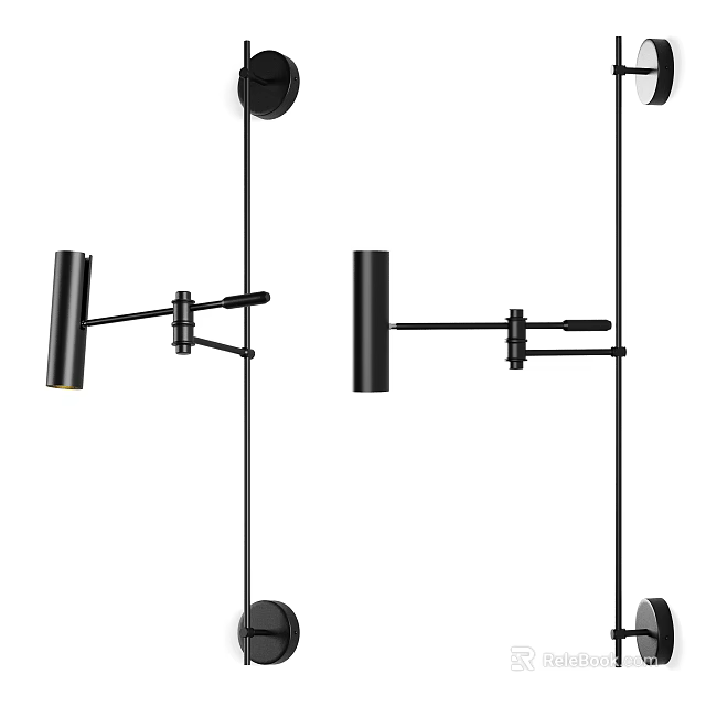 Modern Black Wall Lamp With Adjustable Arm And Sleek Minimalist Design 3d model 
