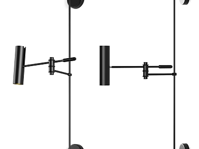 Modern Black Wall Lamp With Adjustable Arm And Sleek Minimalist Design 3d model