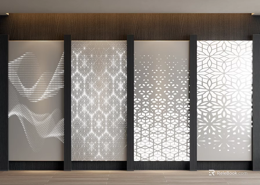 Contemporary Decorative Panels Featuring Different Geometric And Floral Patterns For Interior Decoration 3d model