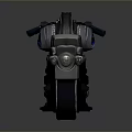 Vintage Black Motorcycle Model With Leather Seat And Silver Wheels