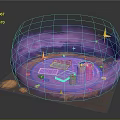 Cartoon Scene With Purple Cloud Magic Circle Cards Pink Candles And Golden Stars