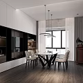 Modern Living Dining Room Interior With Brown Sofa Coffee Table Fireplace And Floor To Ceiling Windows
