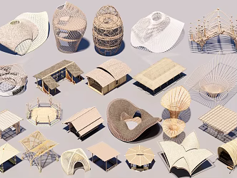 bamboo pavilion outdoor pavilion landscape pavilion village pavilion bamboo pavilion gallery shaped pavilion 3d model
