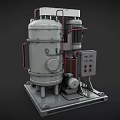 Industrial Mechanical Equipment With Large Cylindrical Tank Motor Pipes And Control Panel