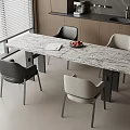 Modern Dining Table Set With Marble Top And Four Chairs In Kitchen 3d model