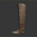 Men's Brown Knee High Boots Displayed on Dark Surface with Gray Background