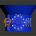 Blue Industrial Mechanical Equipment with Funnel Shaped Top Spiral Structure and Connecting Parts