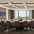 Modern Private Dining Room Interior With Wooden Furniture And Decor