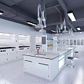 Modern Laboratory Interior Design With Lab Benches Fume Hoods And Scientific Equipment