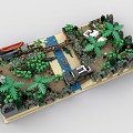 LEGO Toy Blocks Forest Scene Hunting Plants Trees Creek Rivers 3d model