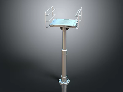 Sturdy Industrial Silver Metal Equipment Platform With Column And Side Brackets 3d model