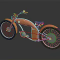 Vintage Orange And White Bicycle With Red Saddle And Large Wheels Design