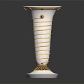 Elegant Silver Trophy With Golden Spiral Patterns White Rim And Green Gemstone
